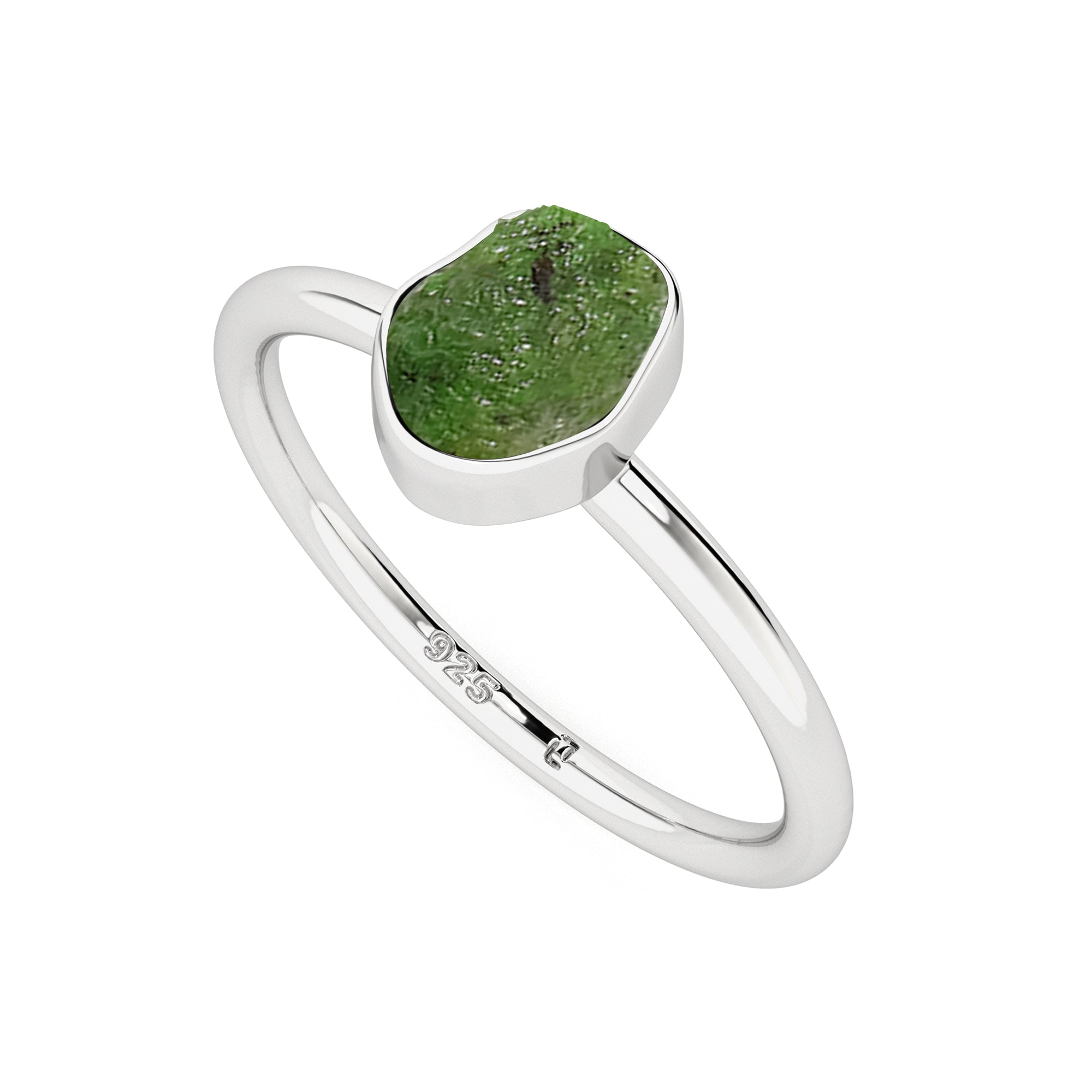 emerald rough shape stackable bezel-set ring