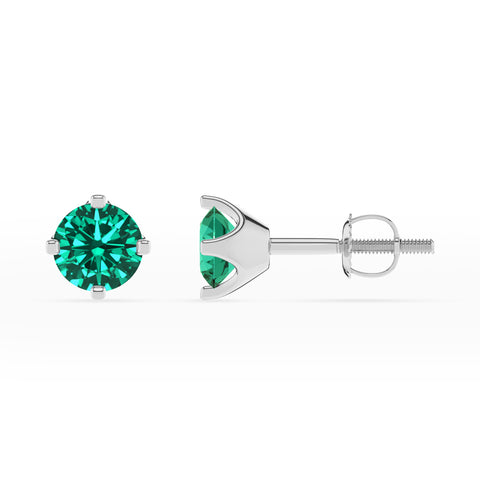 lab grown emerald round stud earrings 