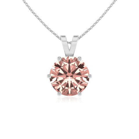 lab grown morganite round shape solitaire v-bale pendant necklace