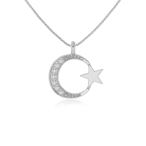 moissanite moon & star necklaces in sterling silver 