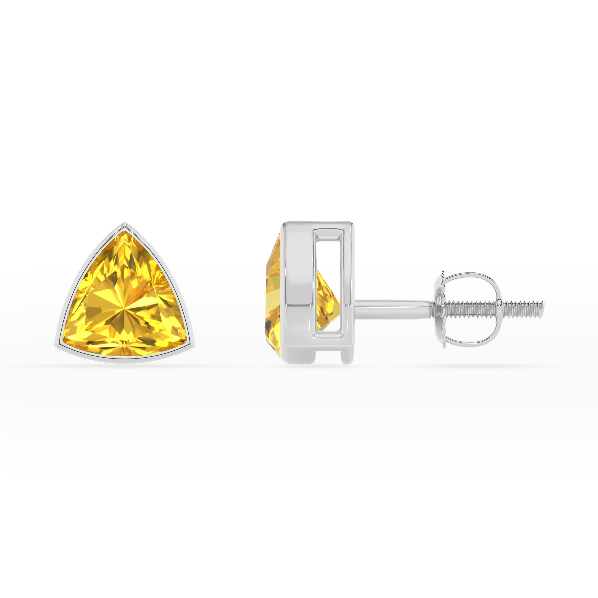 lab grown yellow sapphire trillion stud earrings 