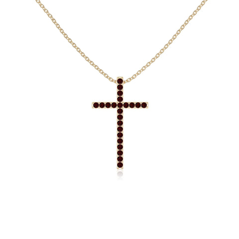 natural garnet cross necklaces in yellow gold vermeil 