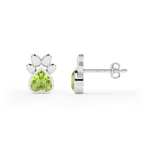 natural peridot heart shape stud earrings