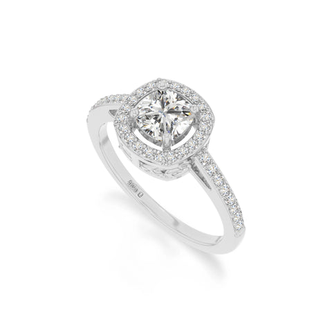 natural moissanite solitaire halo engagement rings in sterling silver 