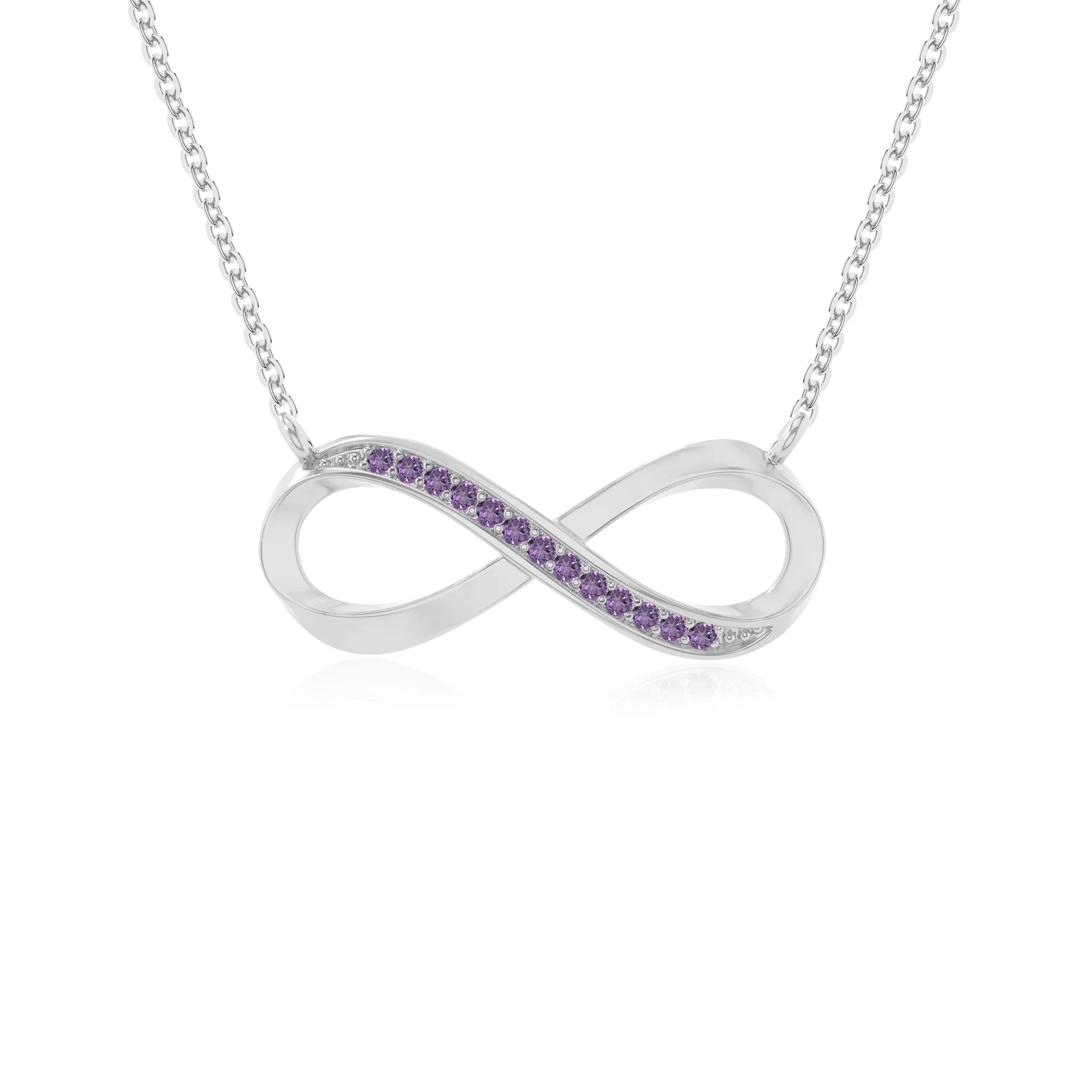 natural amethyst infinity necklaces in sterling silver 