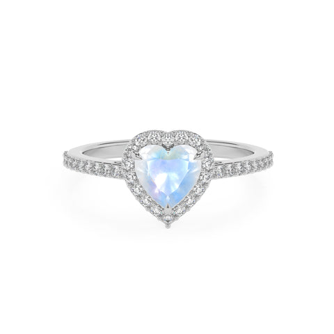 natural rainbow-moonstone heart half eterity halo solitaire engagement ring