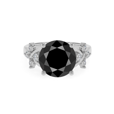 natural black-onyx round criss cross solitaire engagement ring