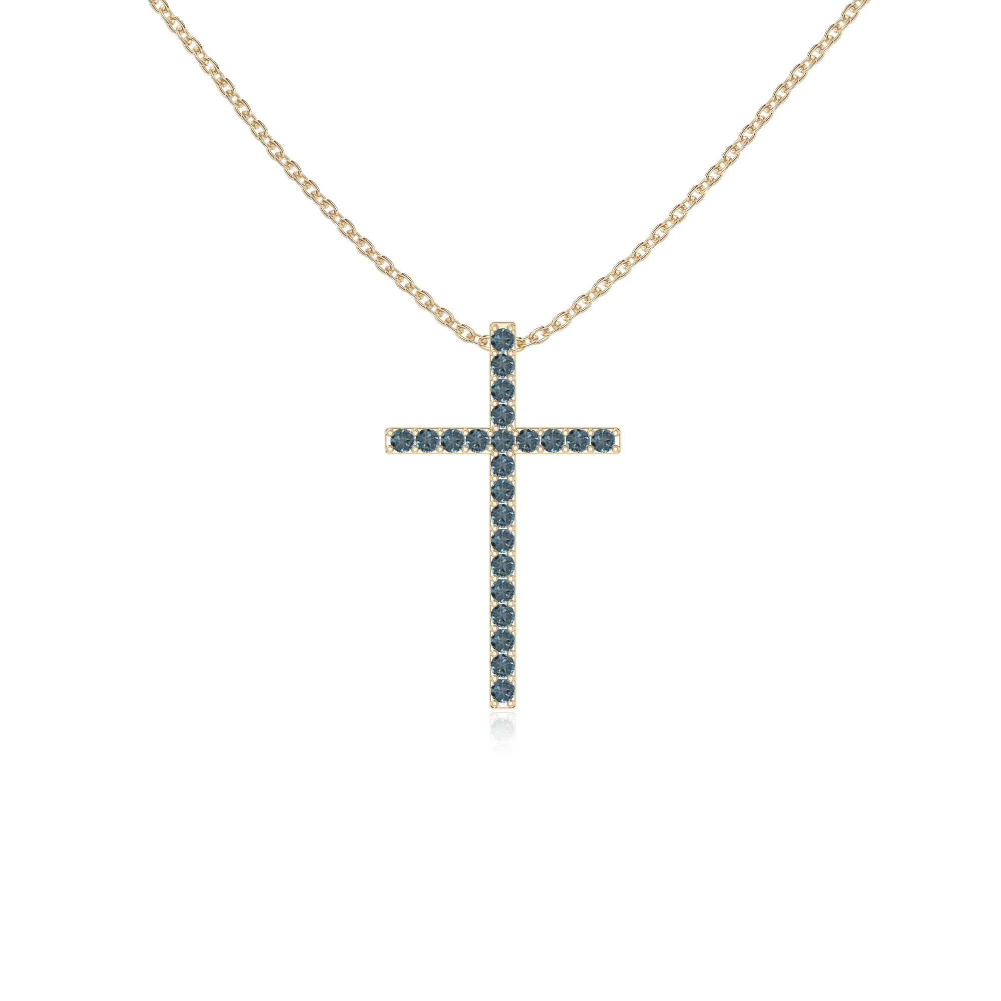 natural london-blue-topaz cross necklaces in yellow gold vermeil 