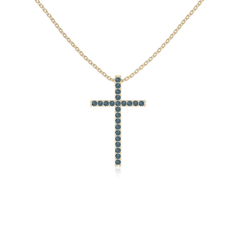 natural london-blue-topaz cross necklaces in yellow gold vermeil 