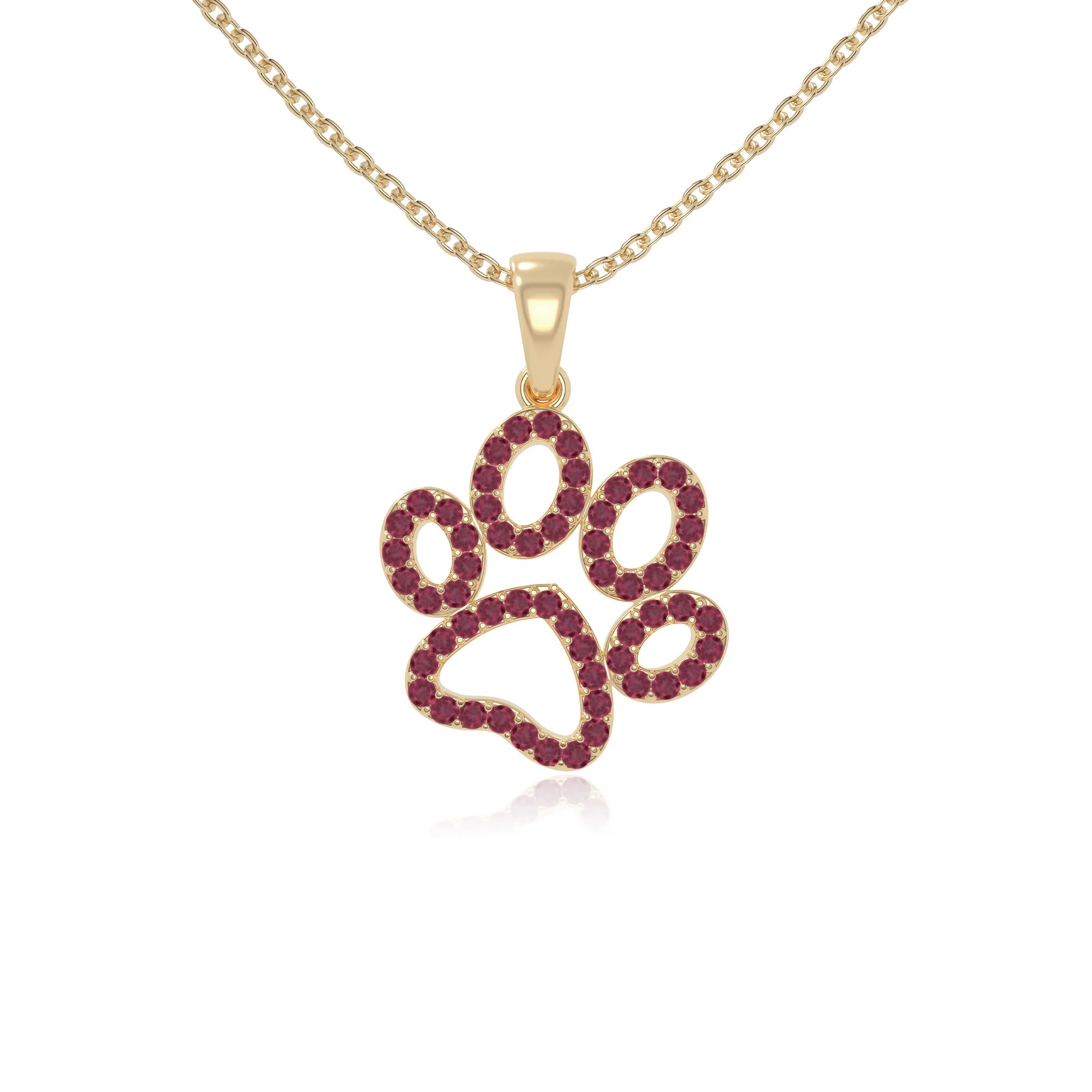 natural ruby dog paw knot necklaces in yellow gold vermeil 