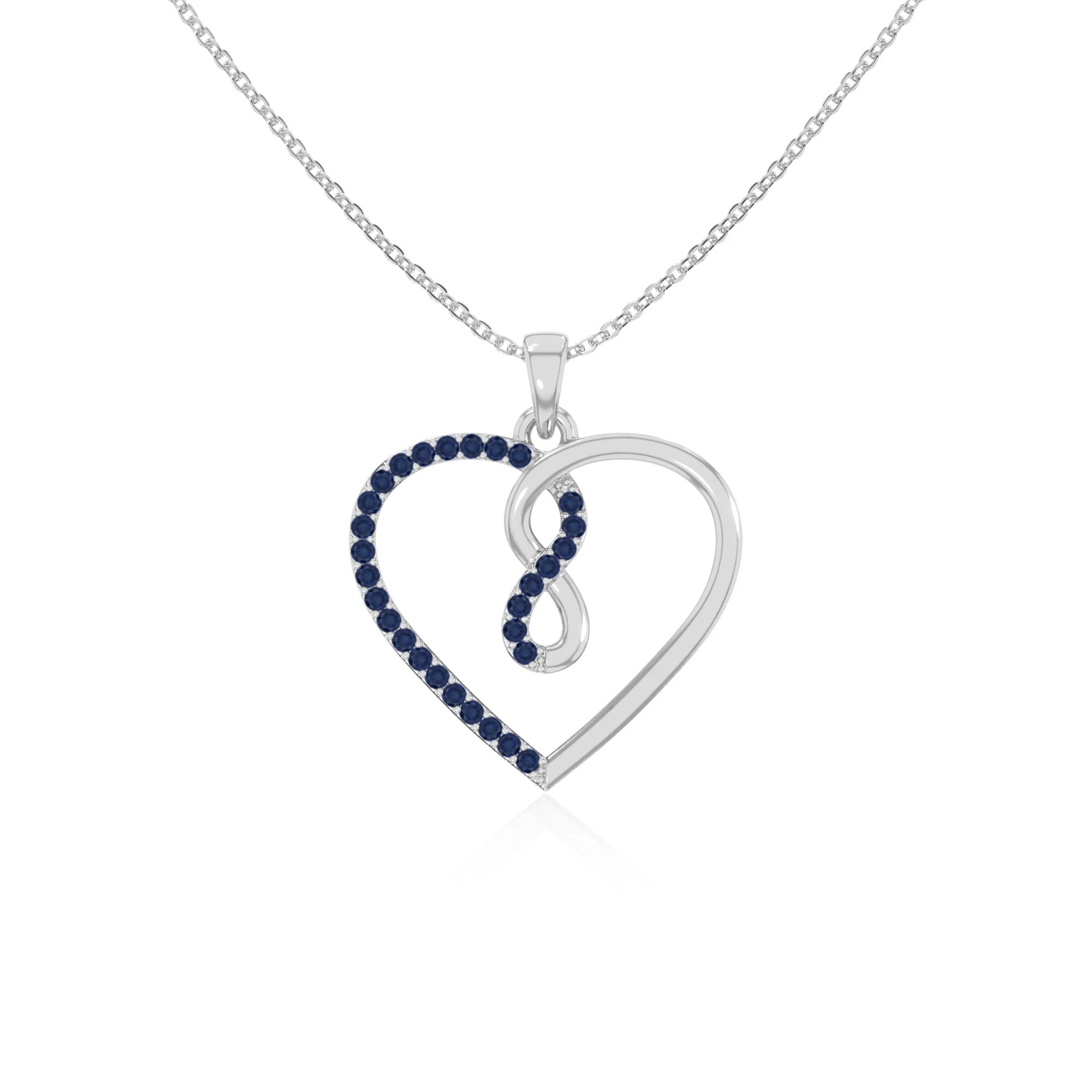natural blue-sapphire infinity heart necklaces in sterling silver 