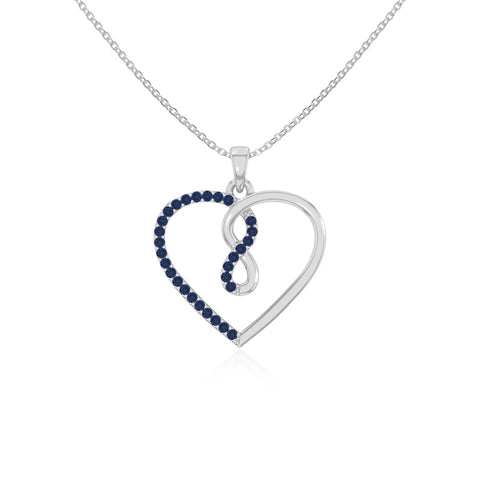 natural blue-sapphire infinity heart necklaces in sterling silver 