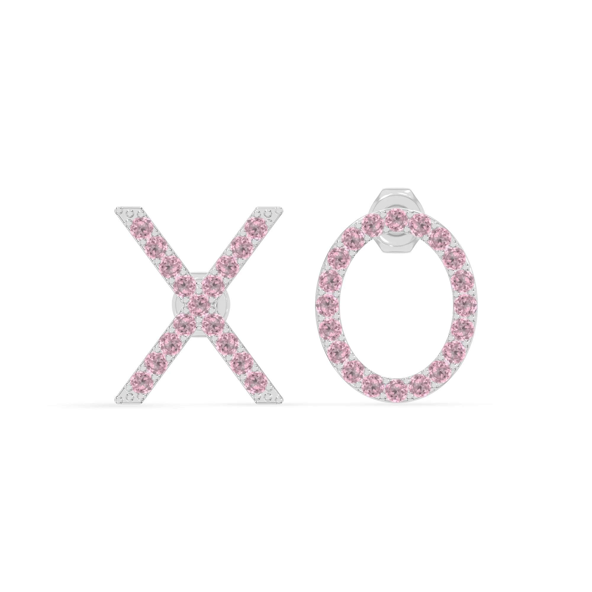 natural pink-tourmaline xo stud earrings in sterling silver 