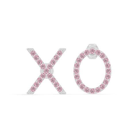 natural pink-tourmaline xo stud earrings in sterling silver 