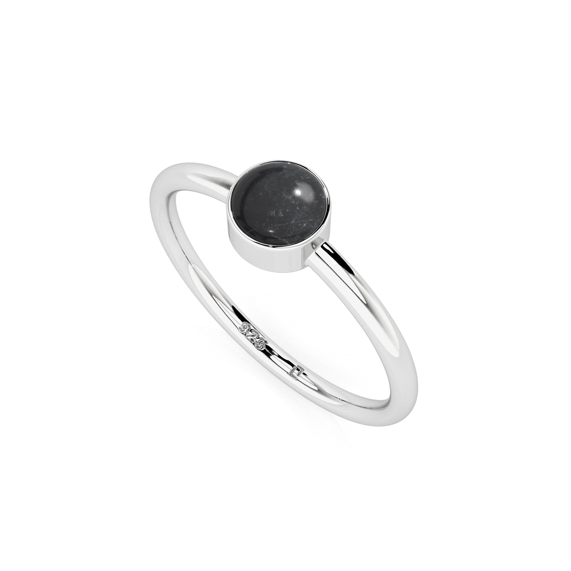 shungite round cab stackable bezel-set ring