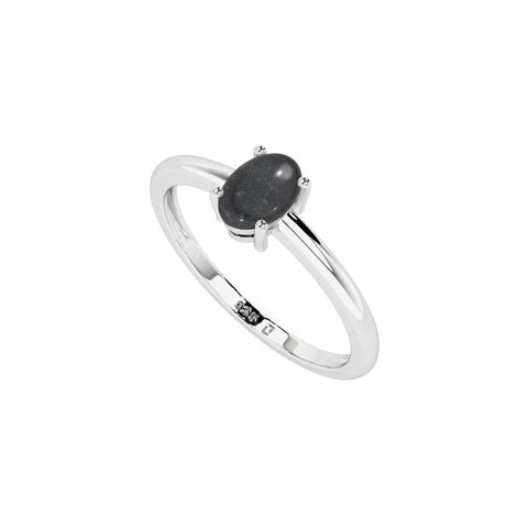 shungite oval cab stackable prong-set ring