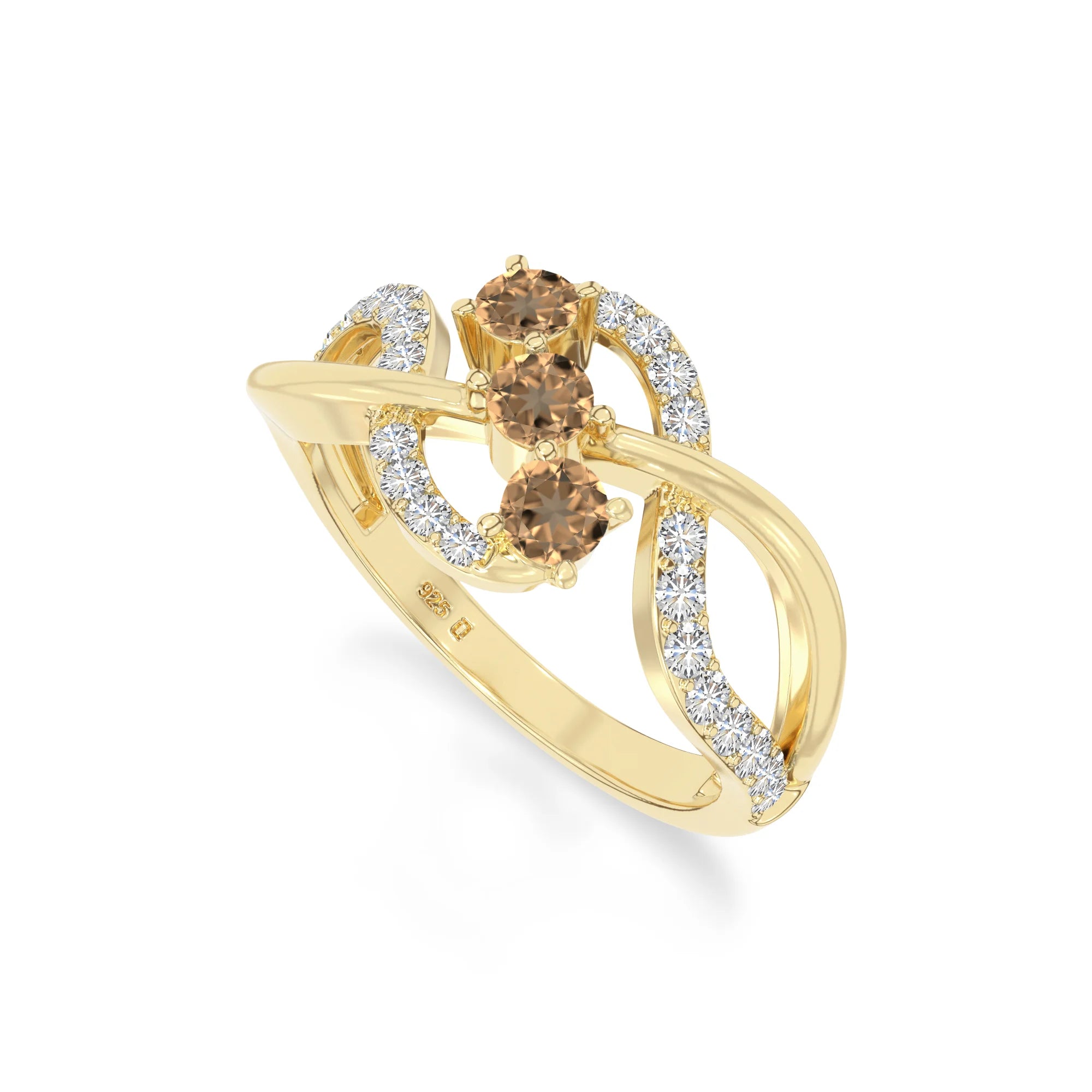 natural citrine infinity promise rings in yellow gold vermeil