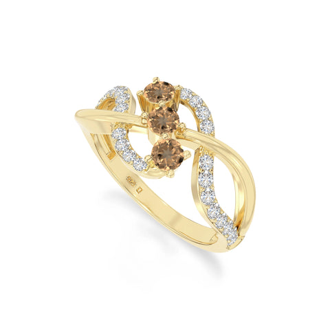 natural citrine infinity promise rings in yellow gold vermeil