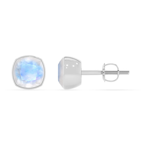 natural rainbow moonstone cushion stud earrings 