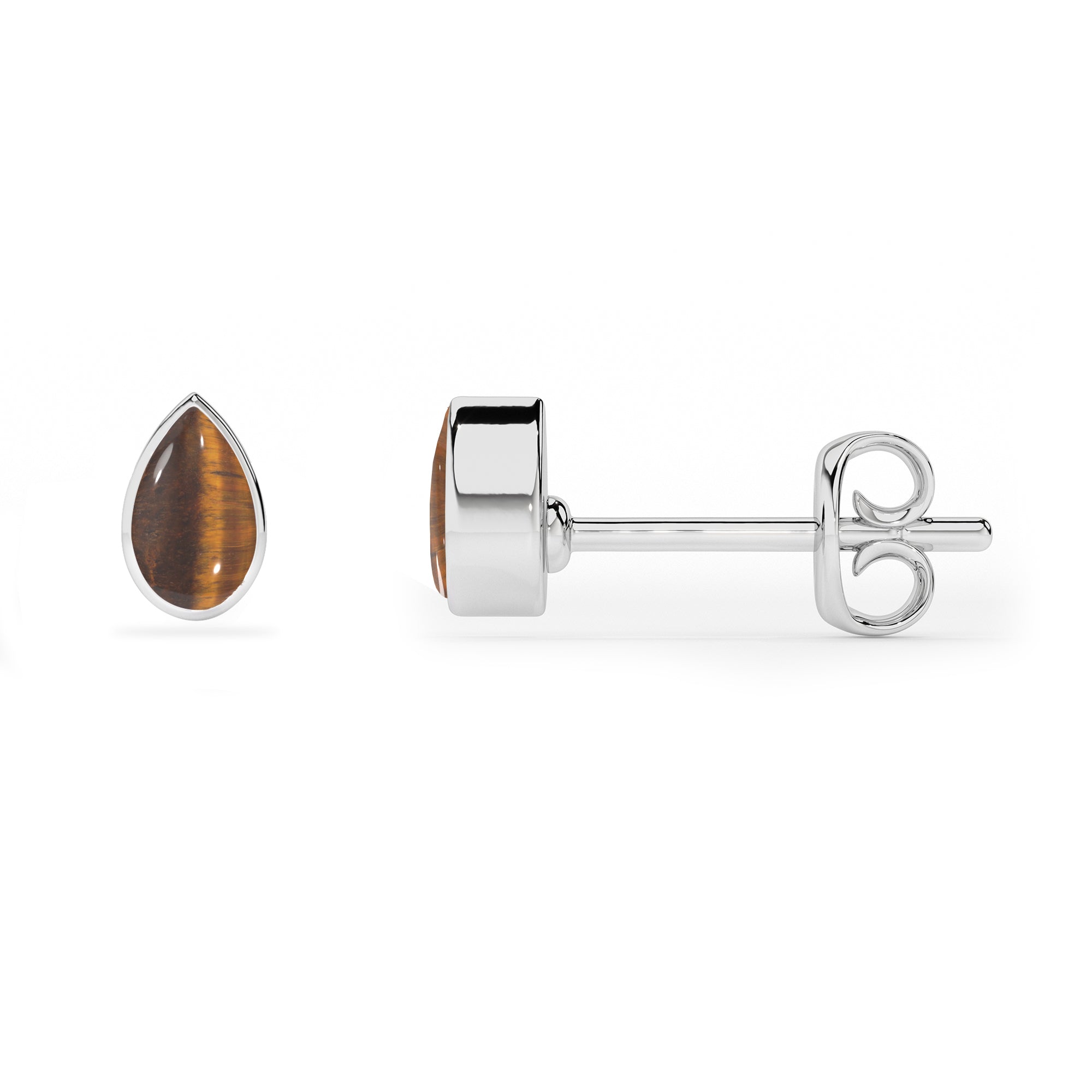 natural tiger eye pear shape stud earrings