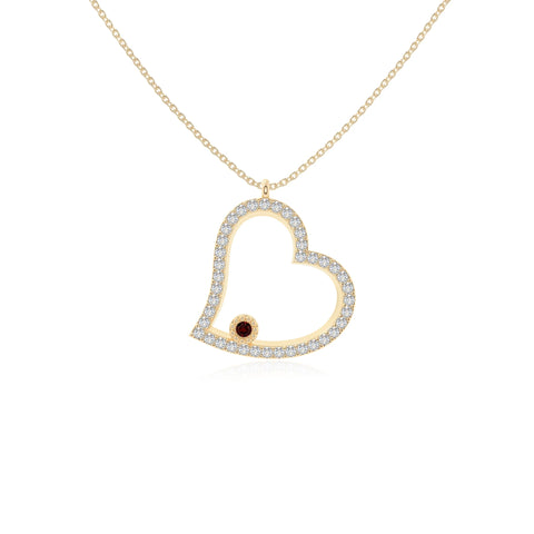 natural garnet heart necklaces in yellow gold vermeil 