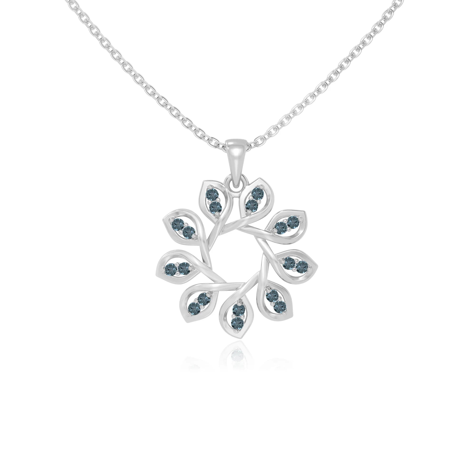 natural london-blue-topaz flower necklaces in sterling silver 