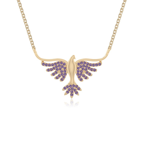 natural amethyst phoenix eagle necklaces in yellow gold vermeil 