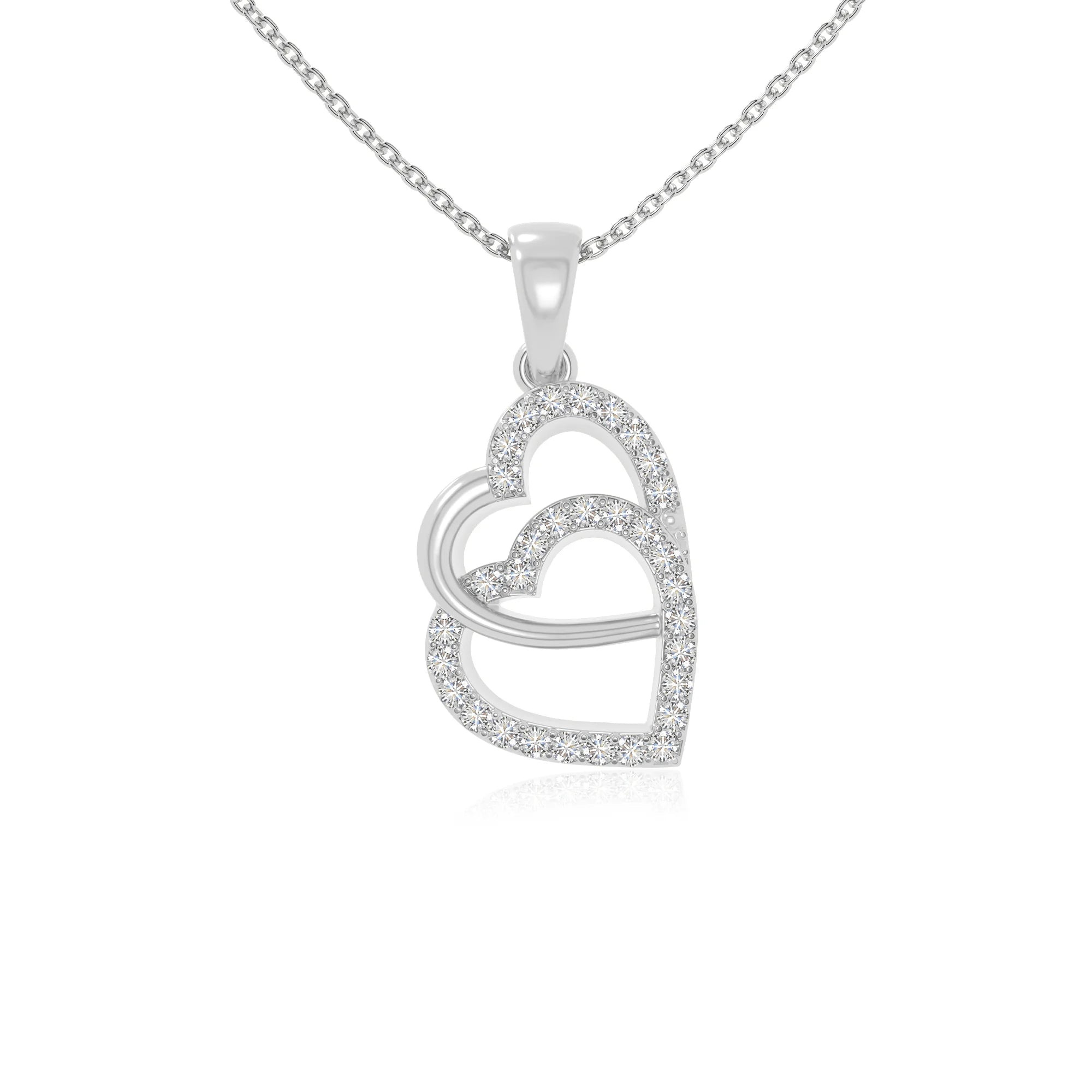 moissanite heart in heart necklaces in sterling silver 