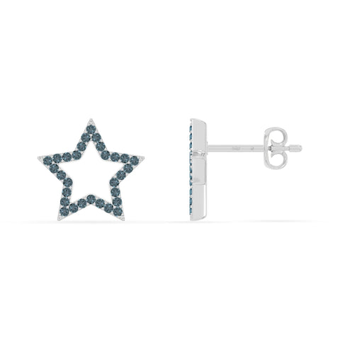 natural london-blue-topaz star stud earrings in sterling silver 