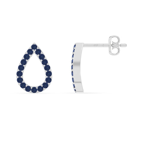 natural blue-sapphire teardrop stud earrings in sterling silver 
