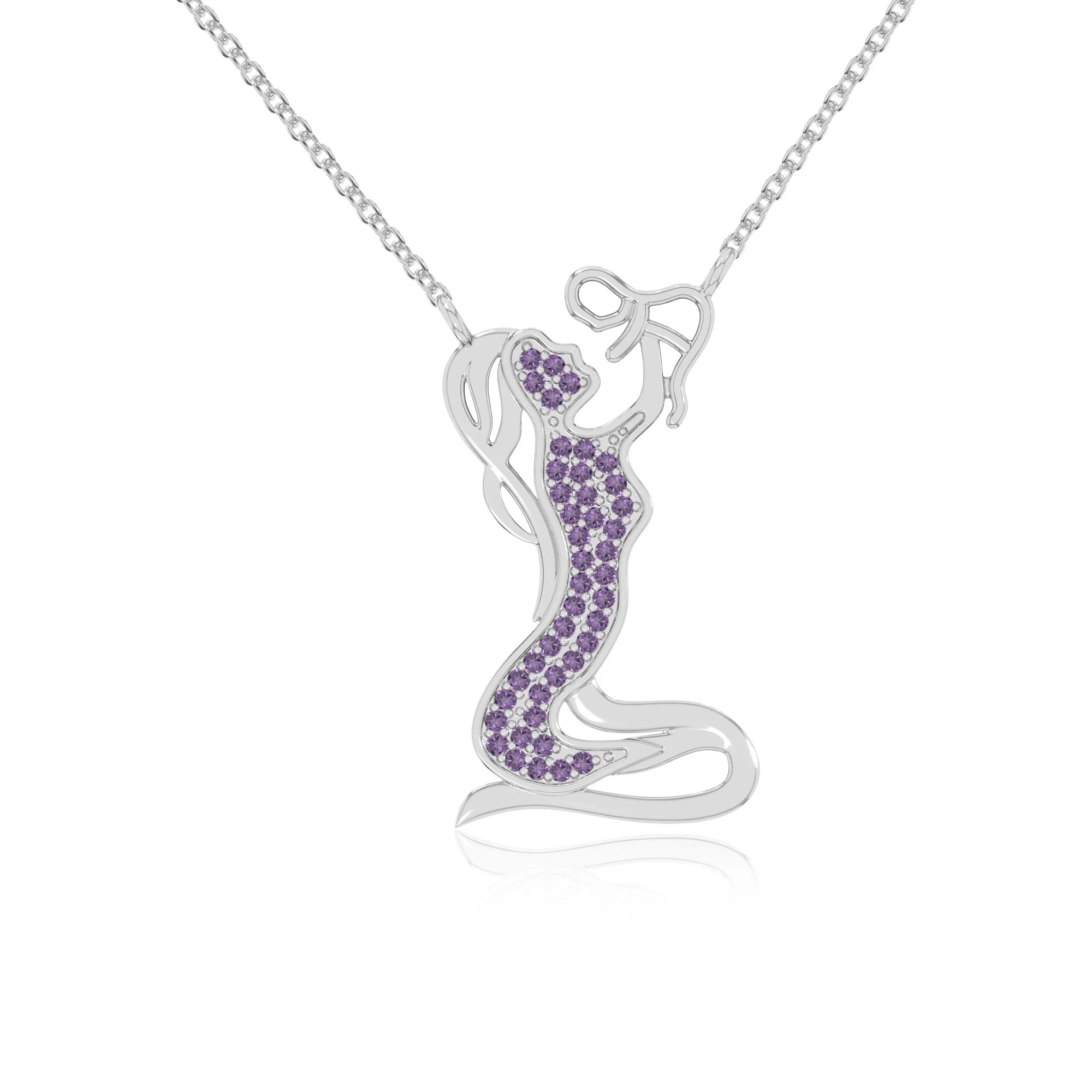 natural amethyst mother child necklaces in sterling silver 