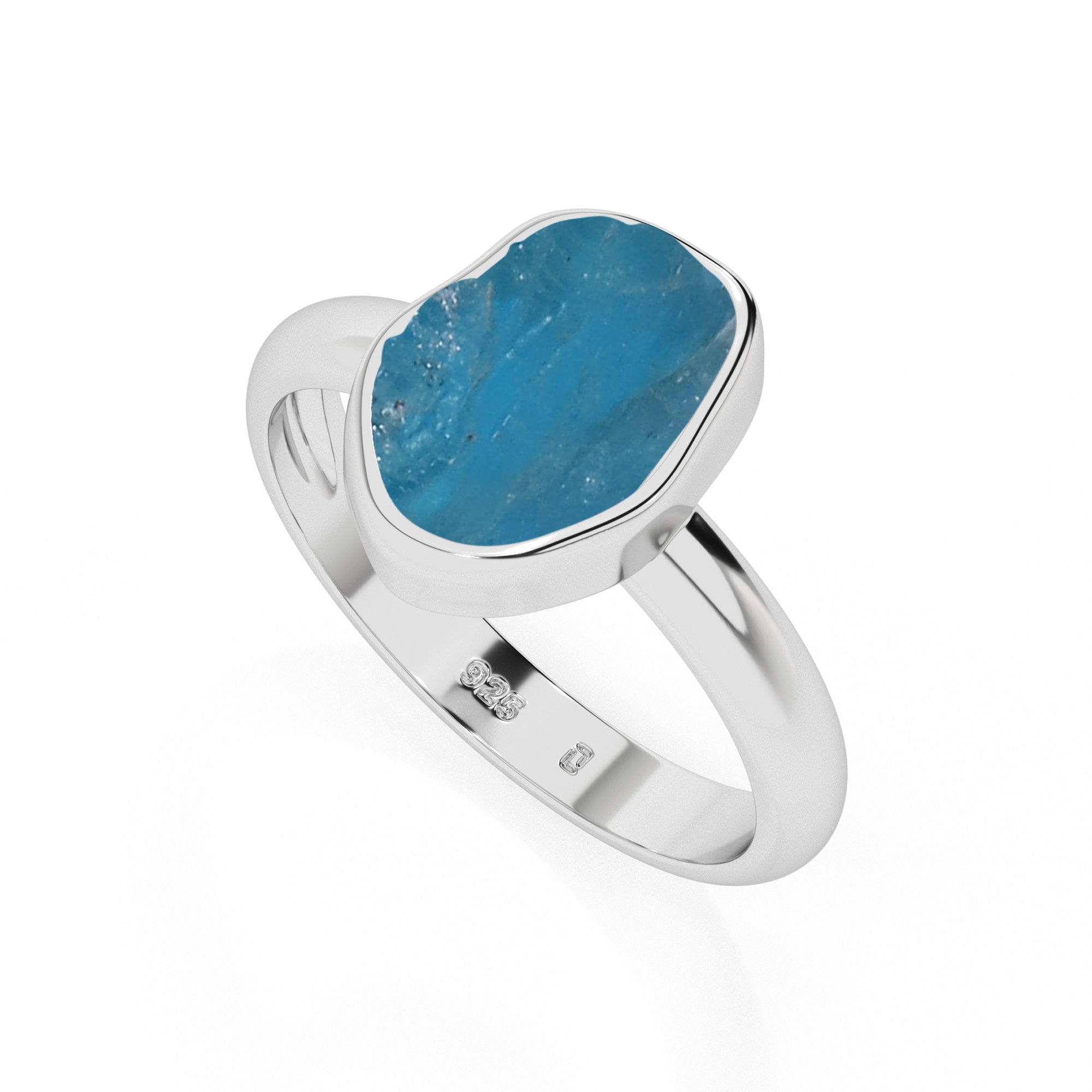 neon-apatite rough shape stackable bezel-set ring