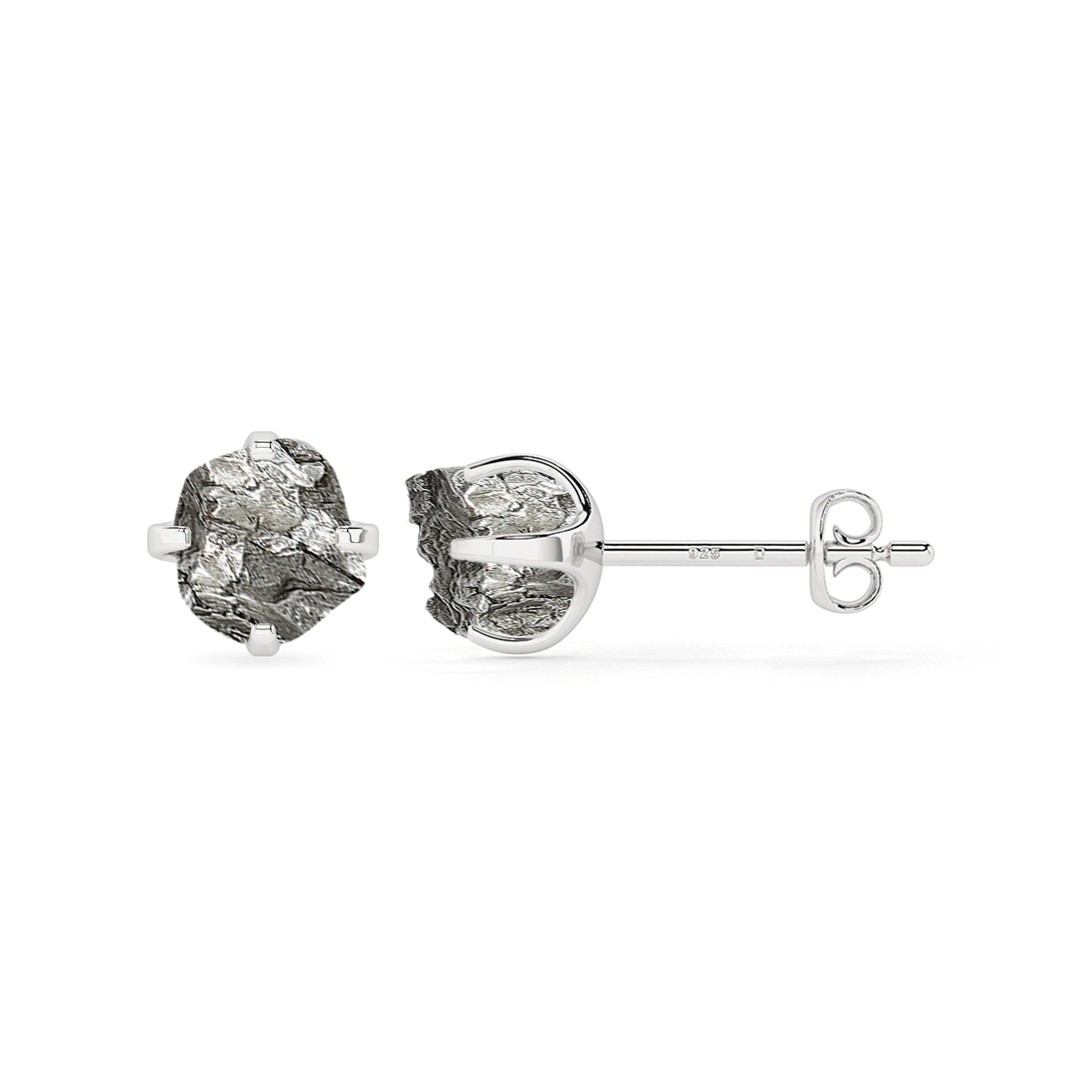 natural meteorite rough shape stud earrings