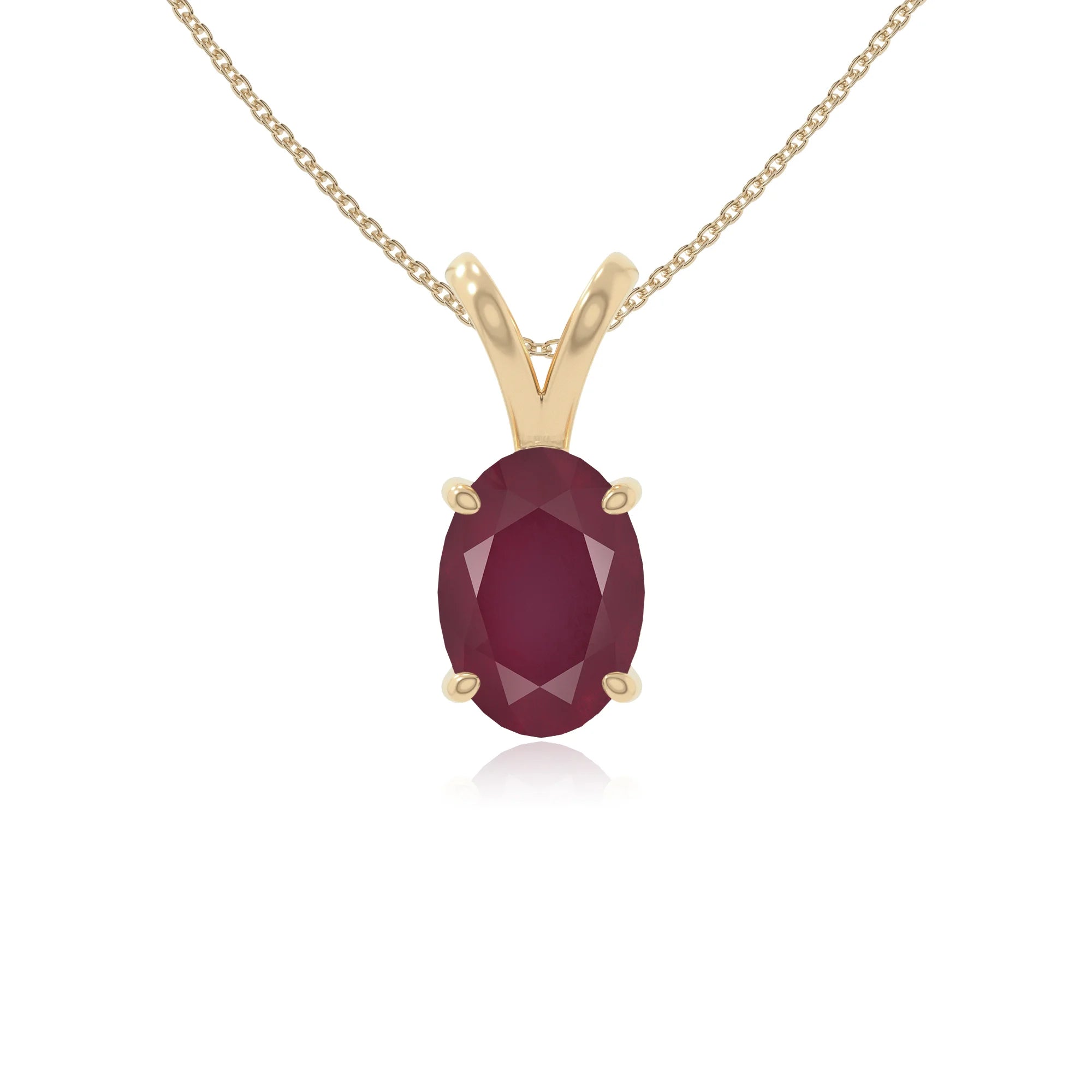 natural ruby v-bale solitaire necklaces in yellow gold vermeil 