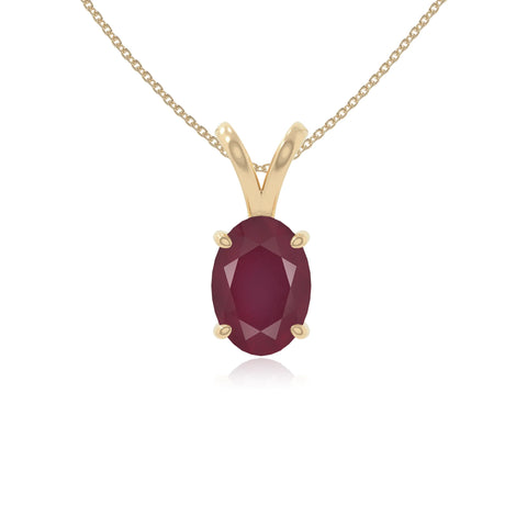 natural ruby v-bale solitaire necklaces in yellow gold vermeil 