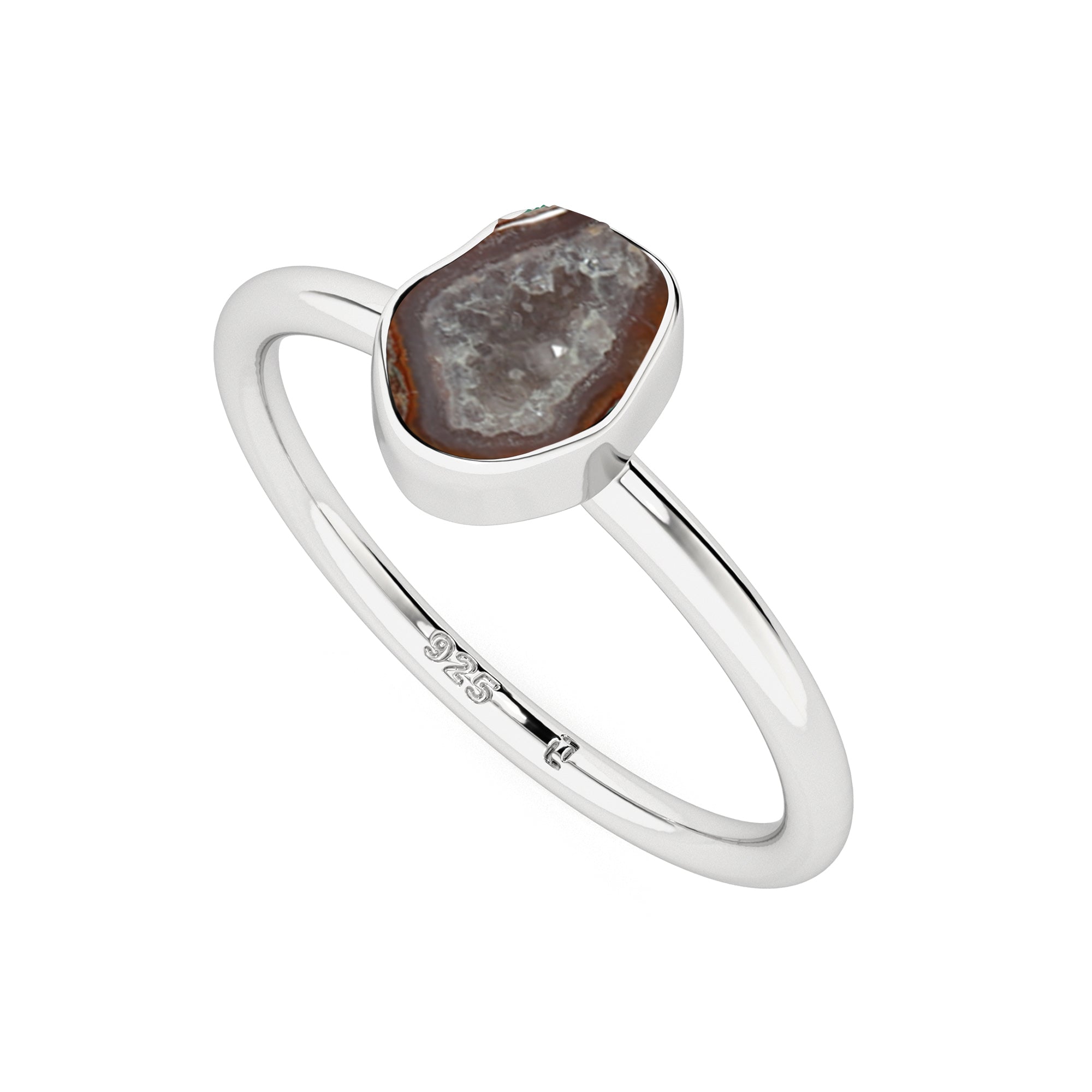 geode rough shape stackable bezel-set ring