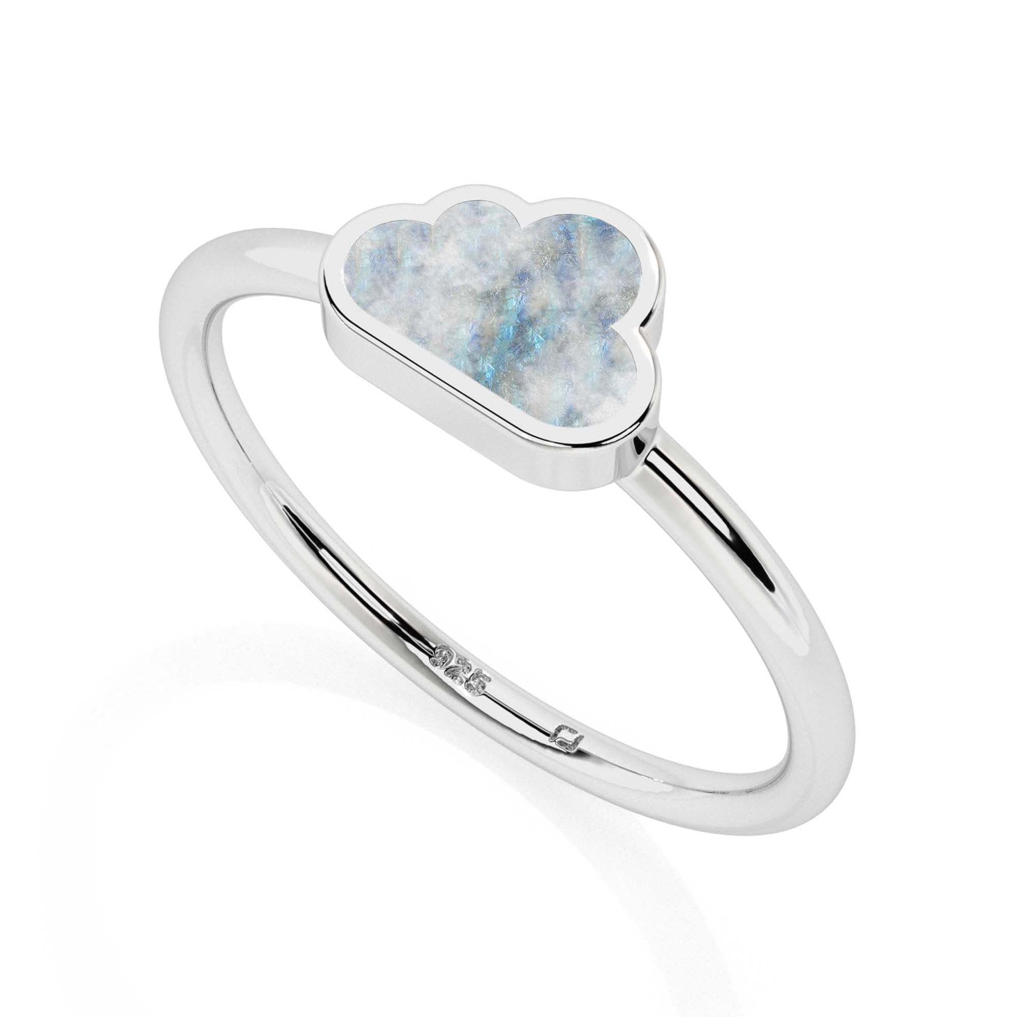 rainbow moonstone cloud shape stackable bezel-set ring