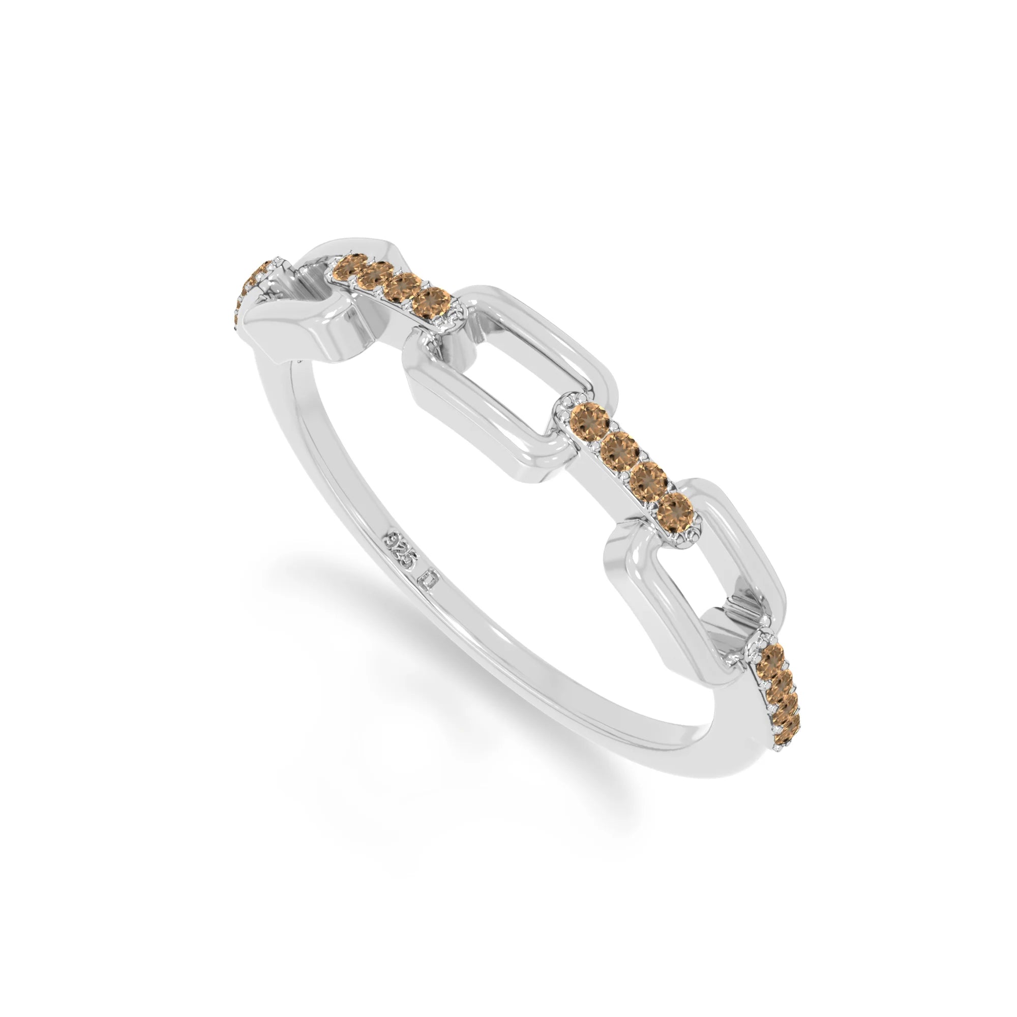 natural citrine interlocking wedding band rings in sterling silver 