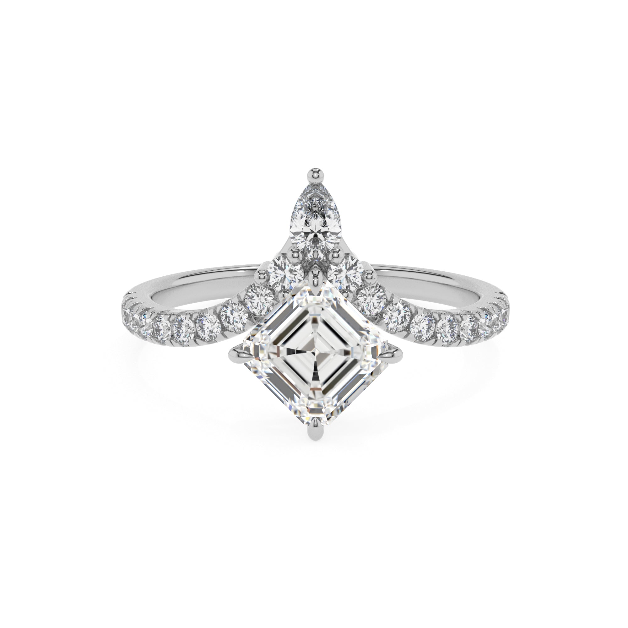 lab-grown moissanite asscher solitaire engagement ring