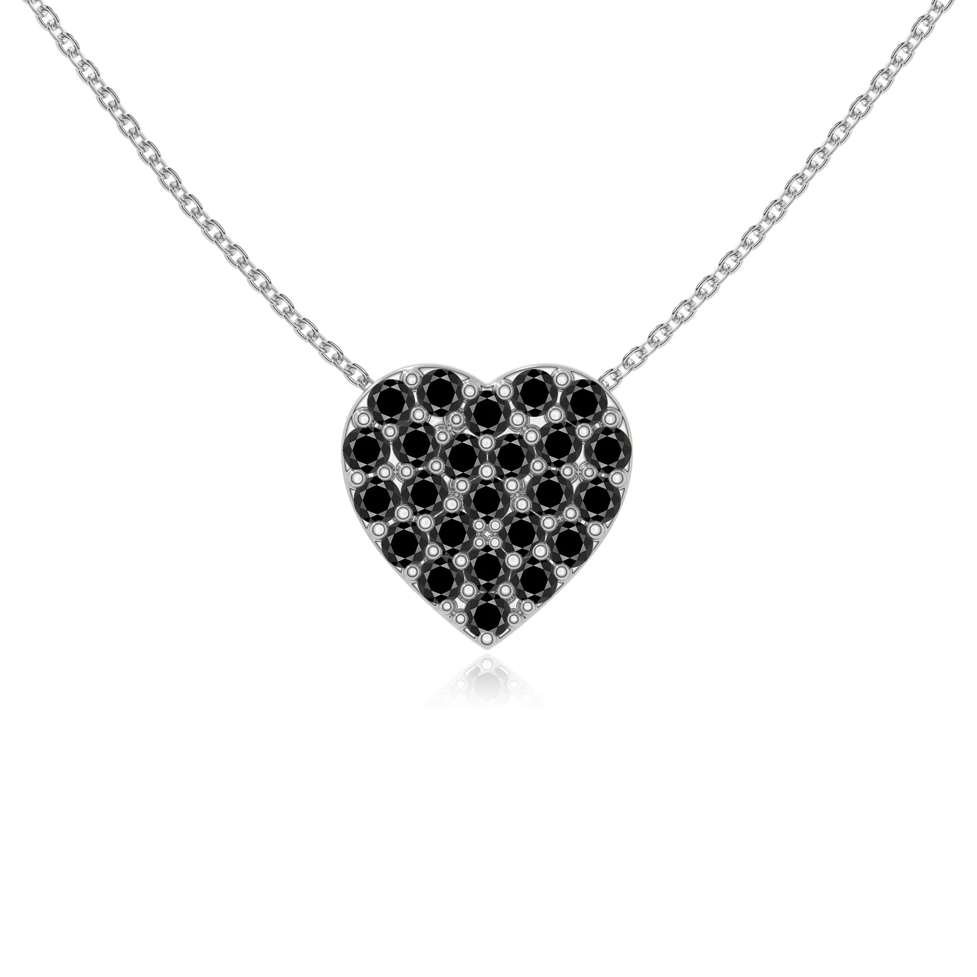 natural black-onyx studded heart necklaces in sterling silver 
