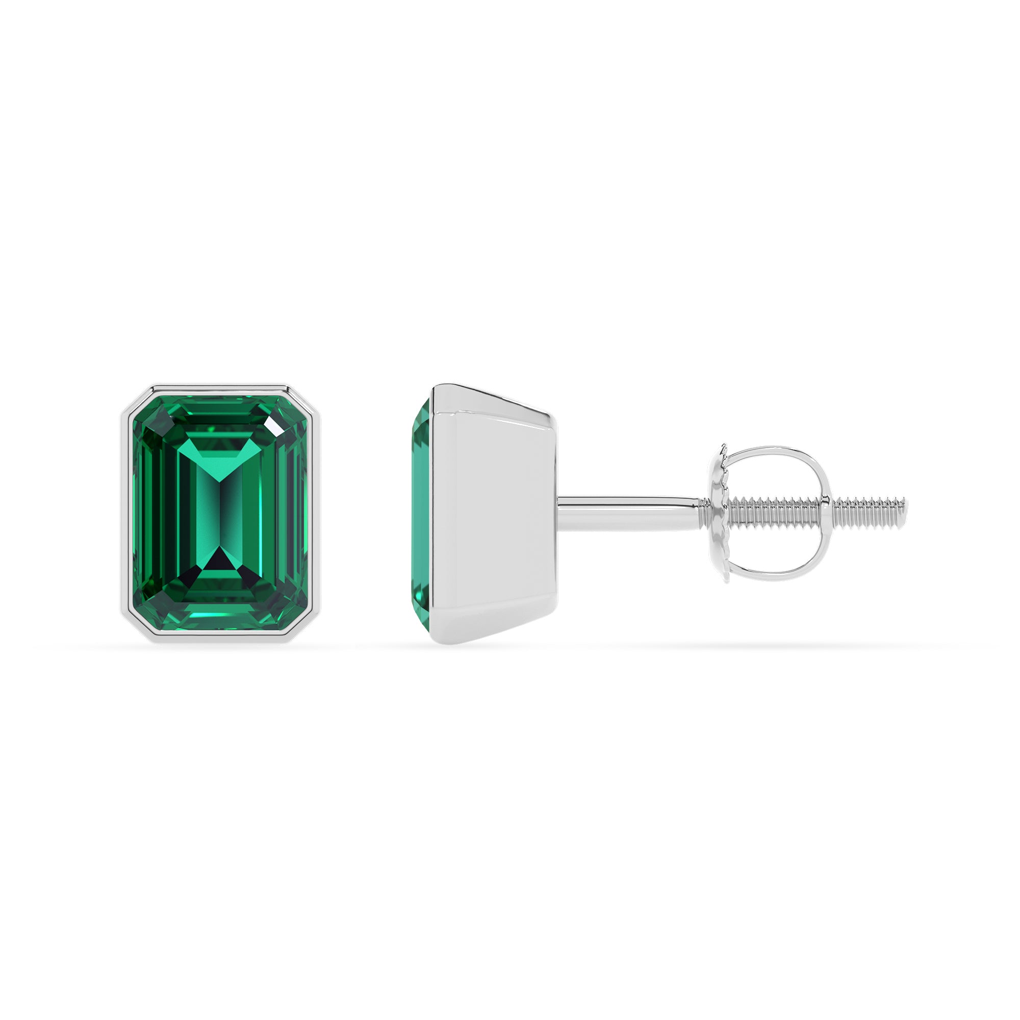 lab grown emerald emerald cut stud earrings 