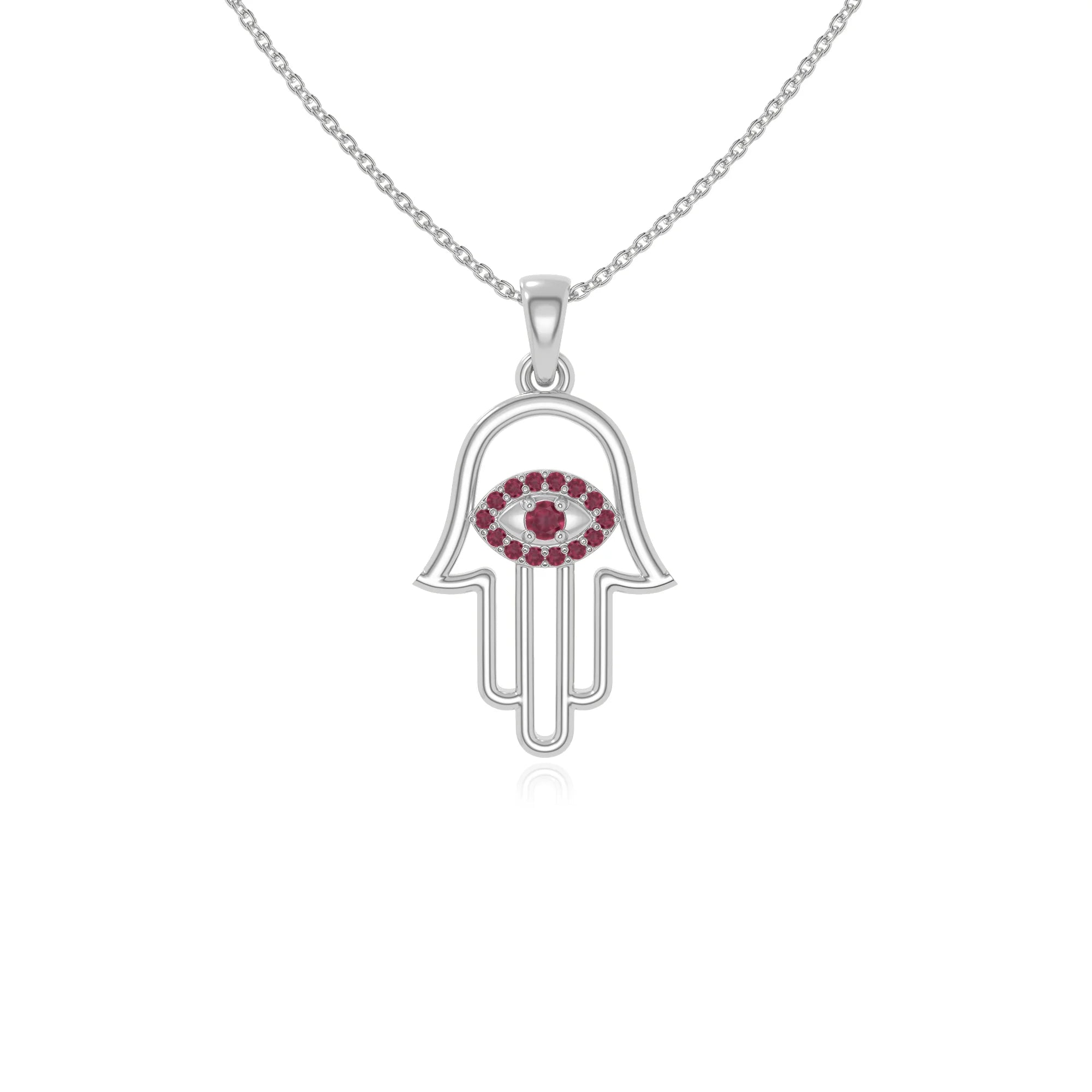 natural ruby evil eye hamsa hand necklaces in sterling silver 