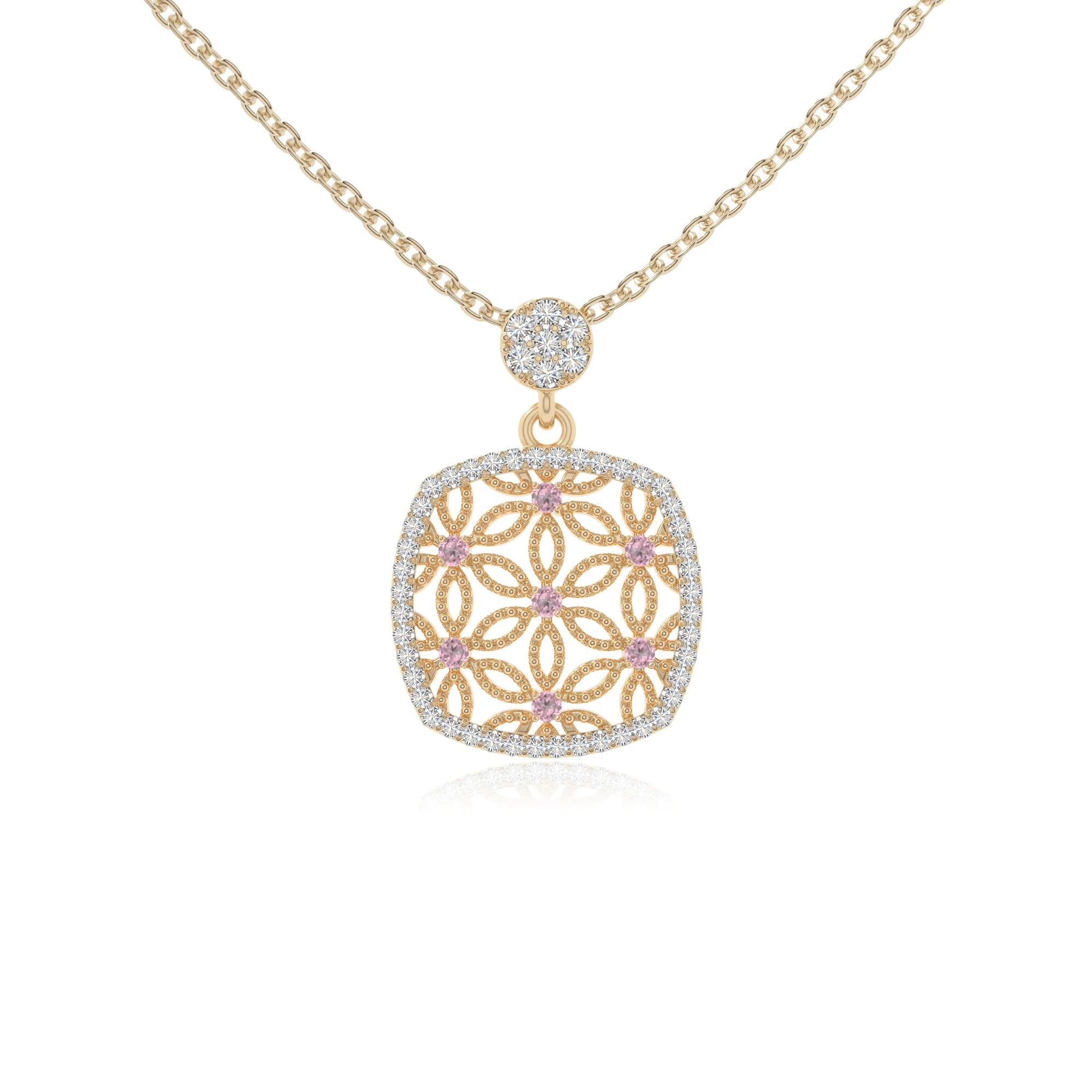 natural pink-tourmaline infinity love knot necklaces in yellow gold vermeil 