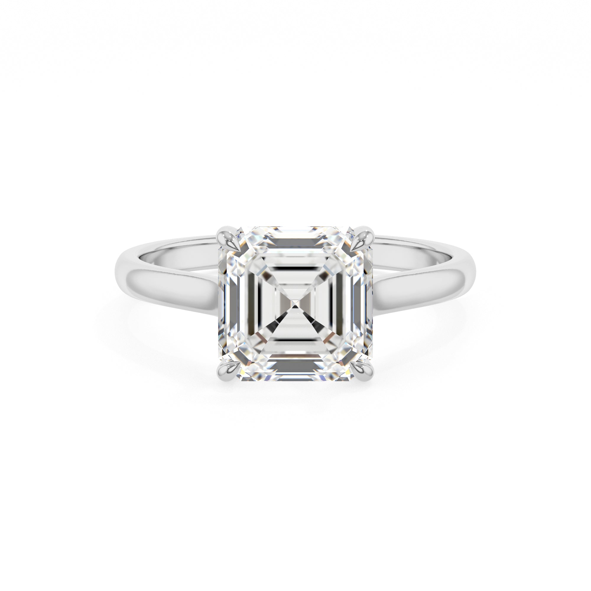 lab grown moissanite asscher solitaire engagement ring