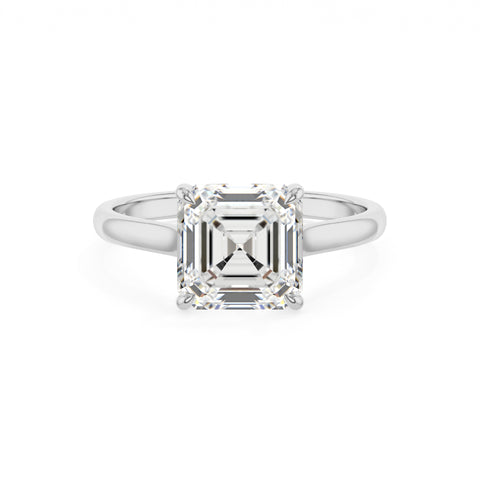 lab grown moissanite asscher solitaire engagement ring