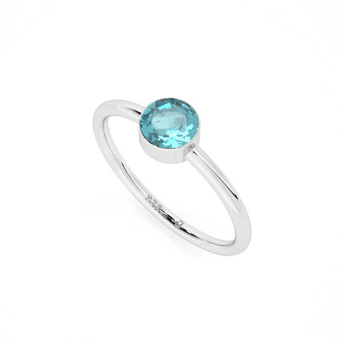 paraiba apatite round cut stackable bezel-set ring