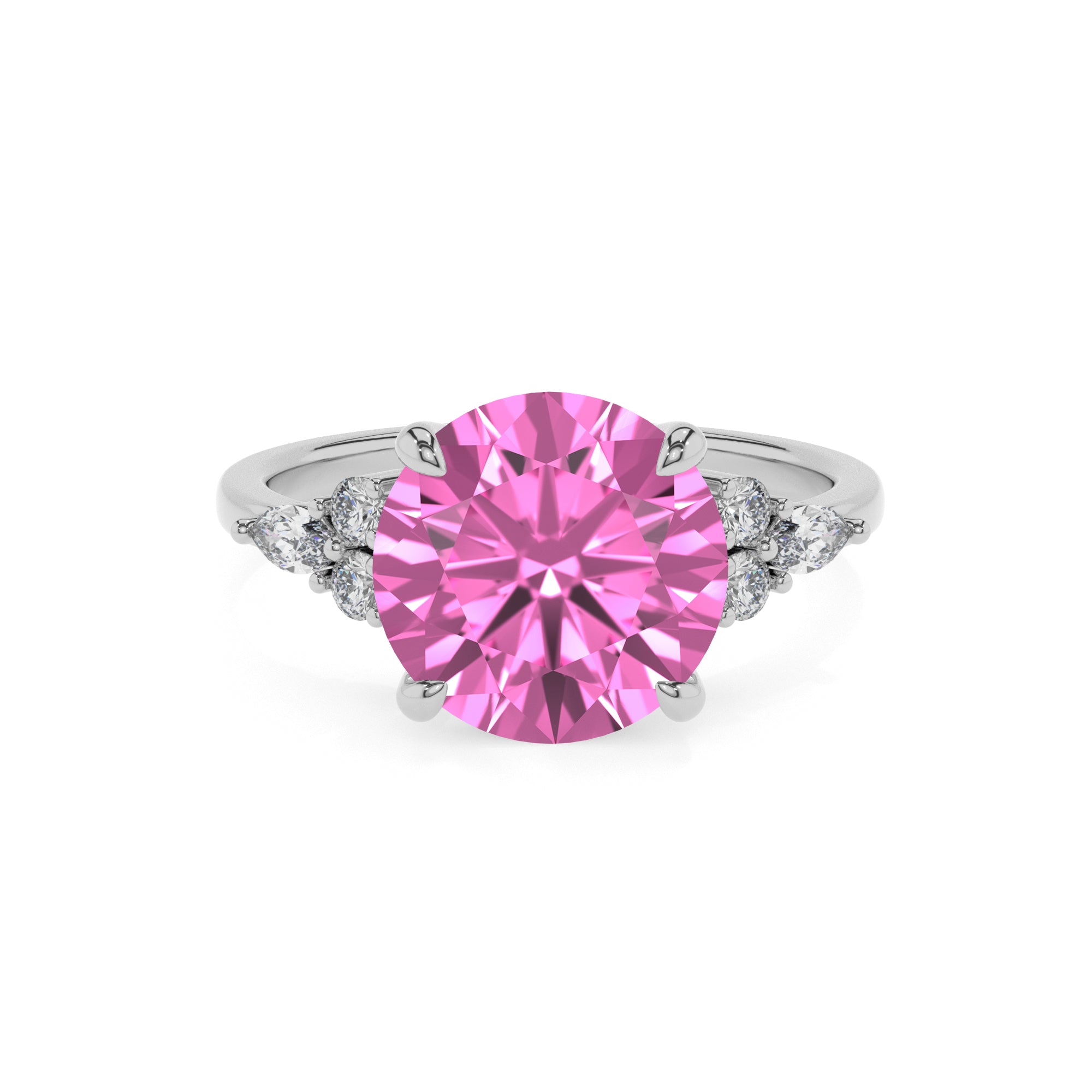 lab-grown pink-sapphire round solitaire engagement ring