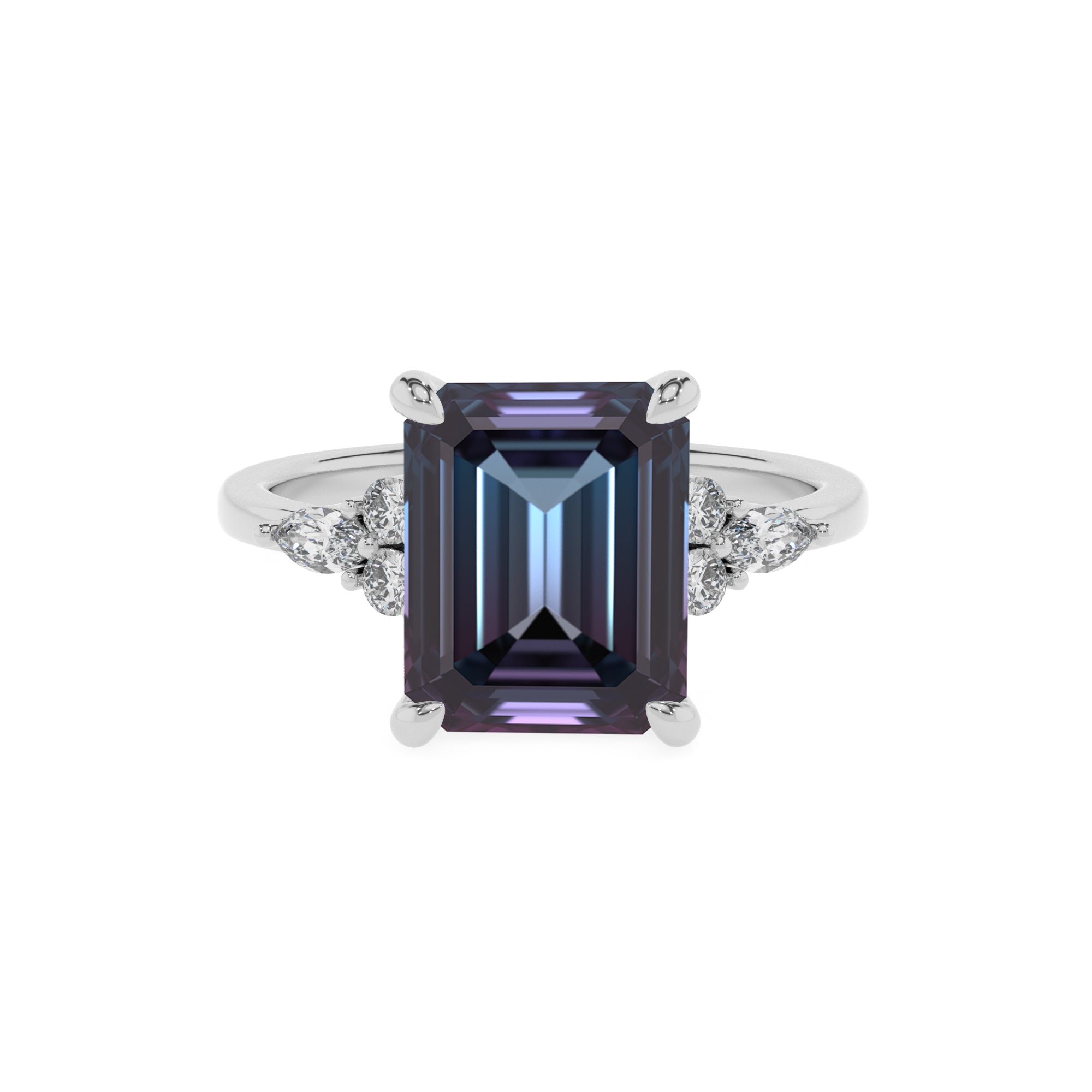 lab grown alexandrite emerald solitaire engagement ring