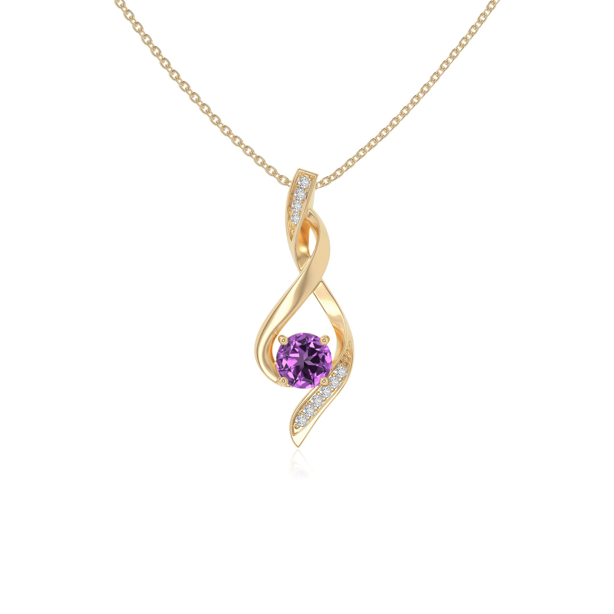 natural amethyst infinity necklaces in yellow gold vermeil 