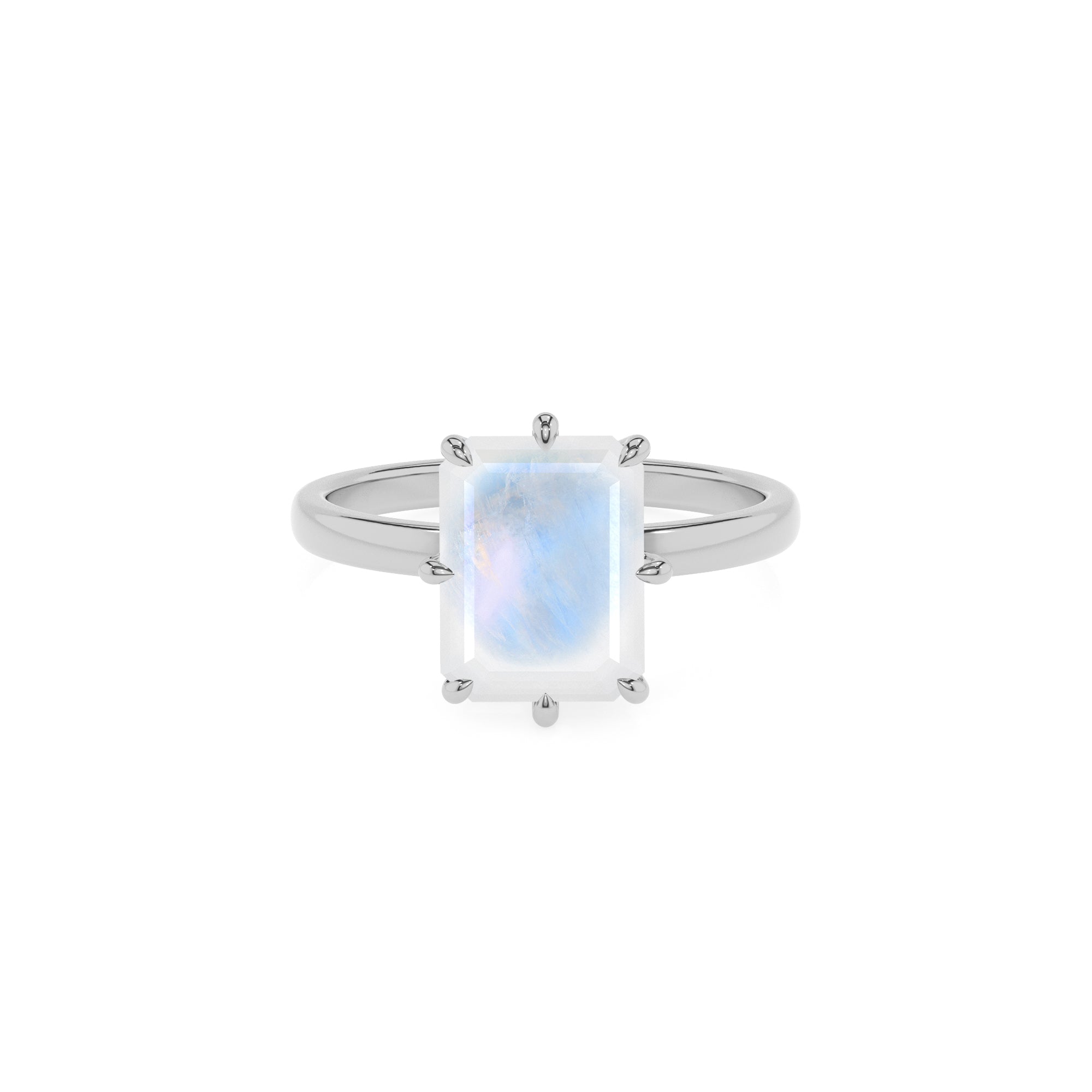 natural rainbow-moonstone emerald solitaire engagement ring